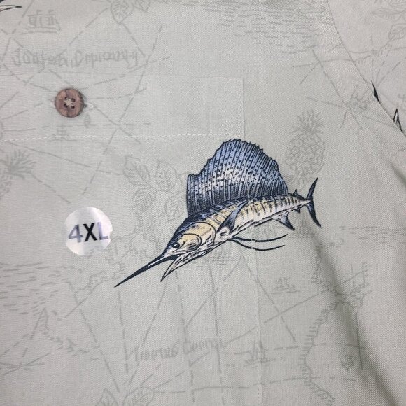Ocean And Coast Mens Size XL Swordfish Button Up Shirt Fishing Soft Rayon Pocket - Picture 4 of 7